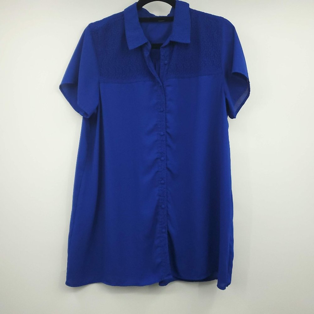 Avon Signature Co Blue  Button Up Blouse XL